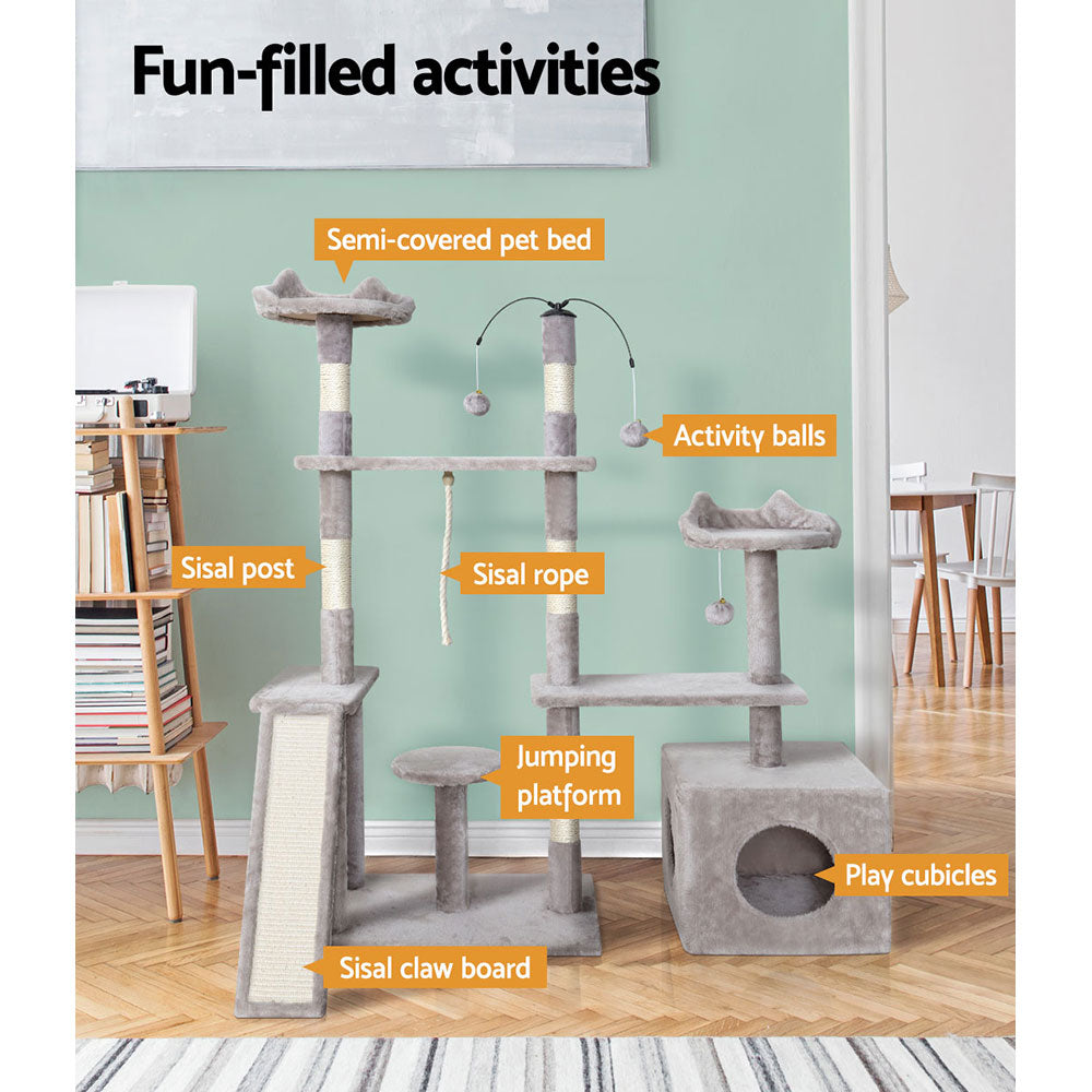 Quadra Cat Tree Tower – Grey – 135 cm