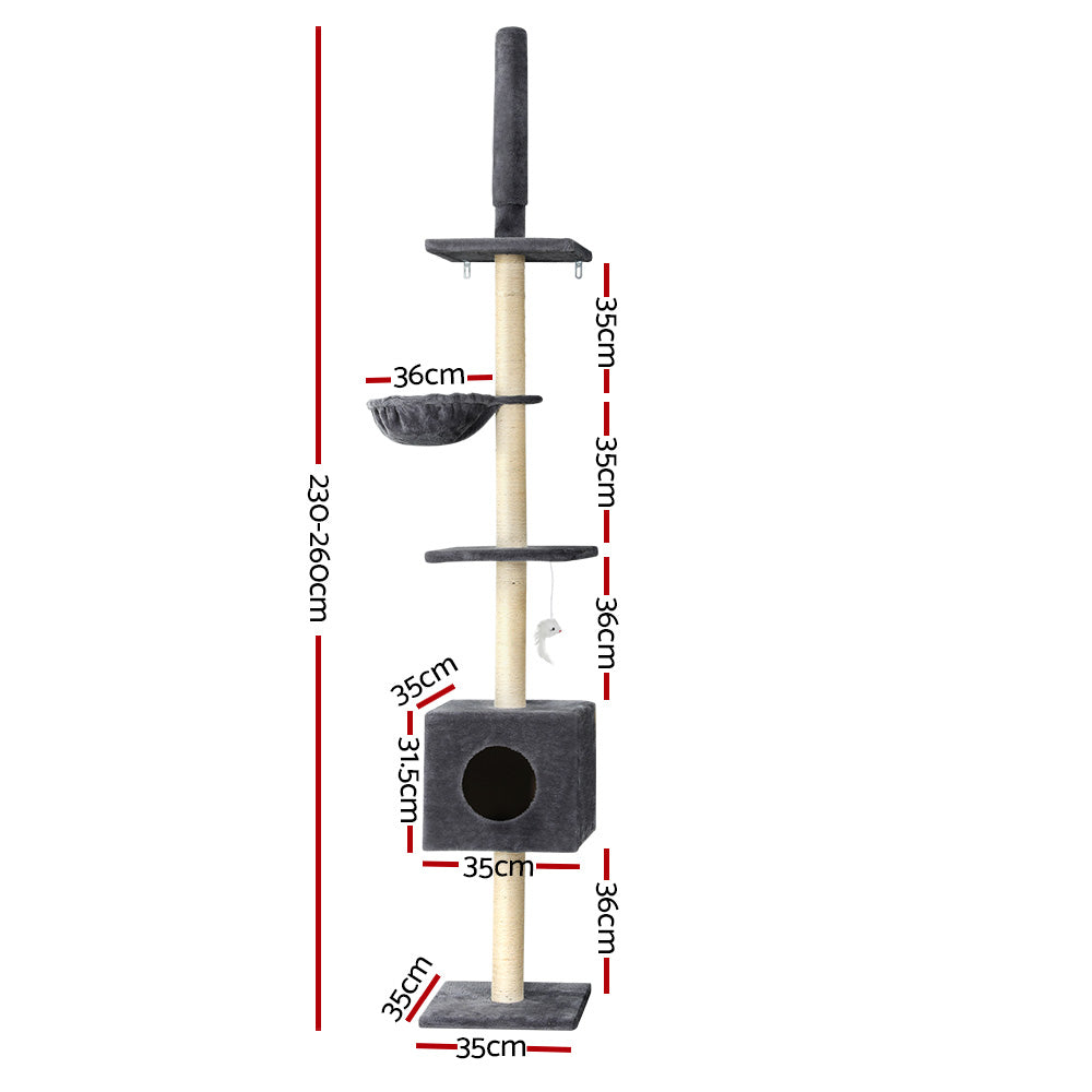 Summit Floor-to-Ceiling Cat Tree – Dark Grey – 260 cm