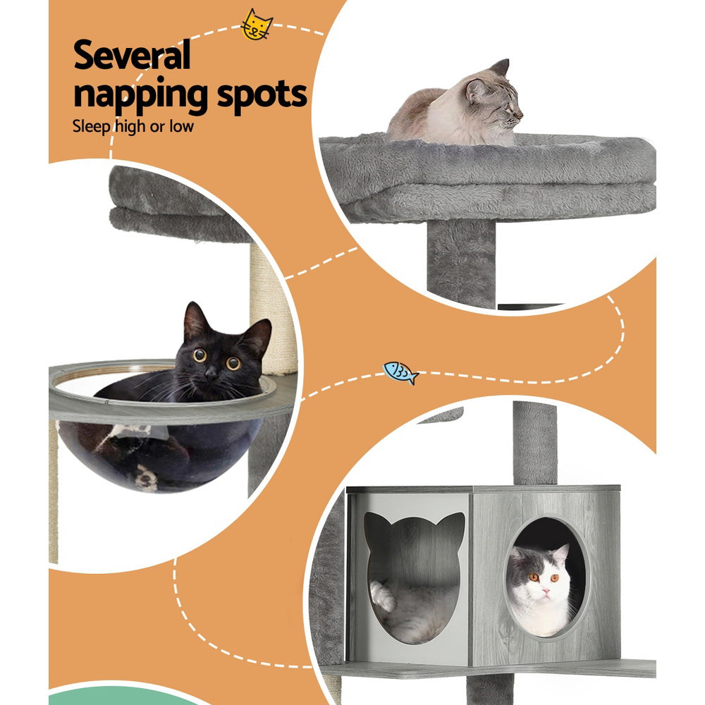 Altura Cat Scratching Tree – Grey & White – 178 cm