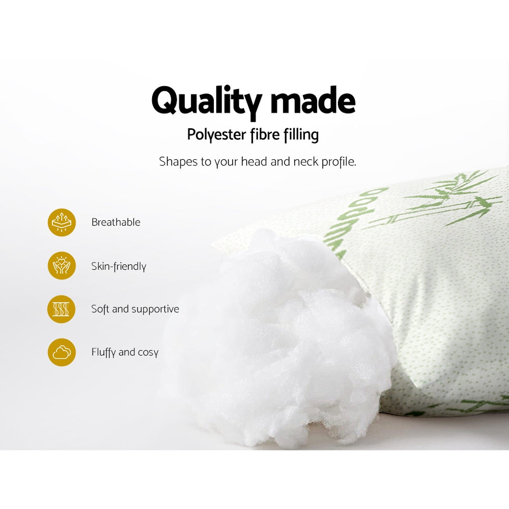 Serena Bamboo Pillows – White – Set of 4