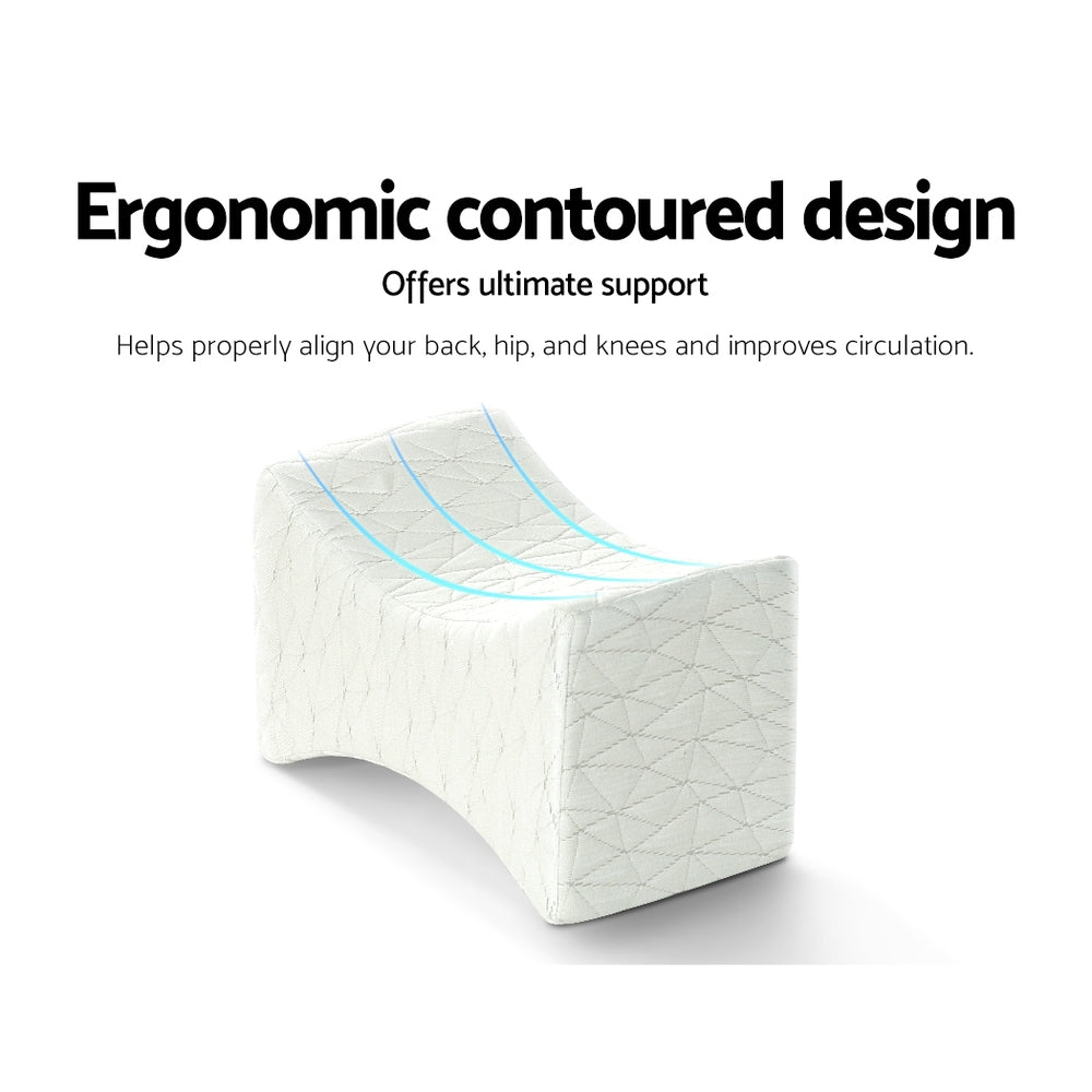 Ortho Memory Foam Knee Pillow – White – Standard