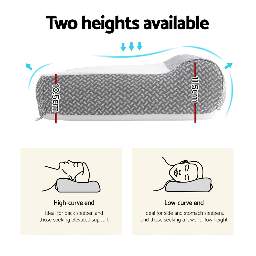 Cervina Contour Memory Foam Pillow – White & Grey