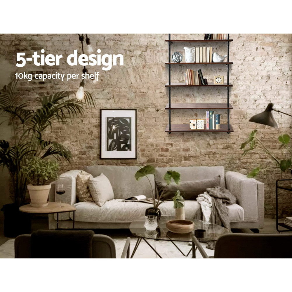 Alderon Industrial Pipe Shelf – Black – 5 Tier