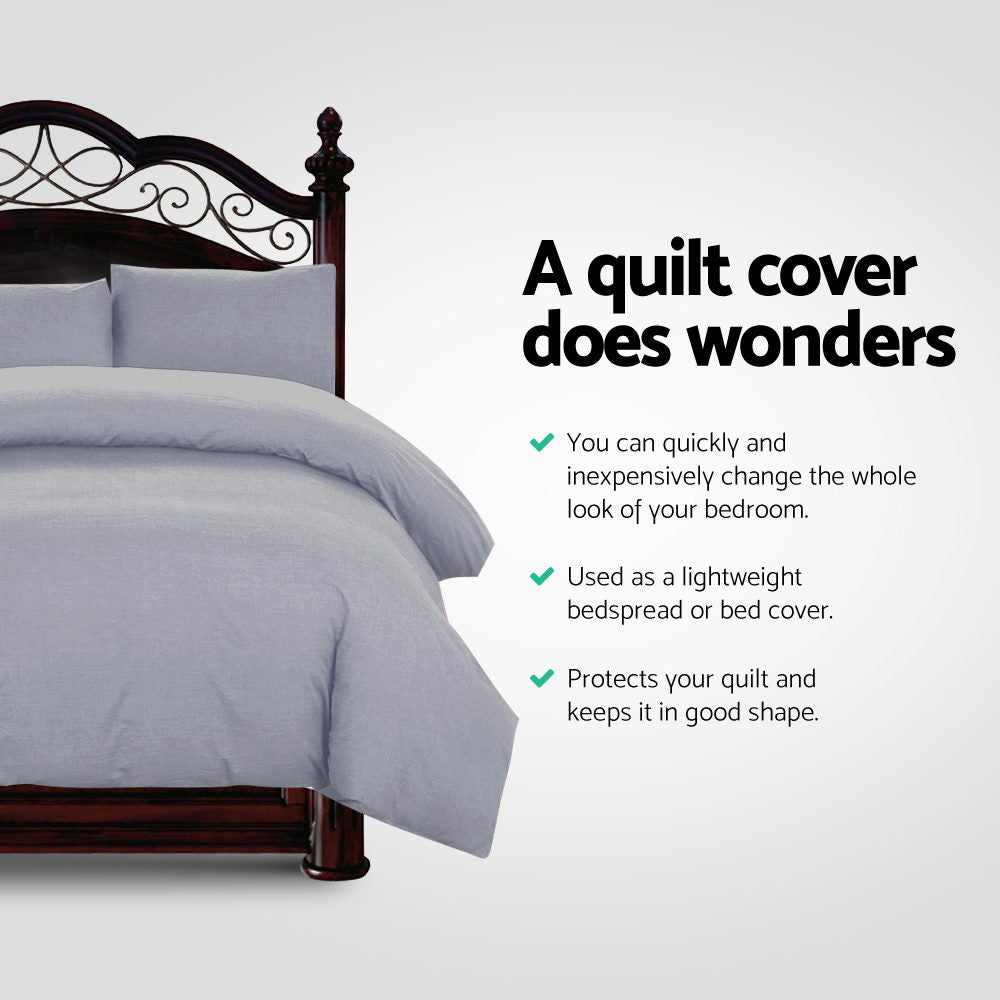 Meridian Quilt Cover Set Classic – Grey – King