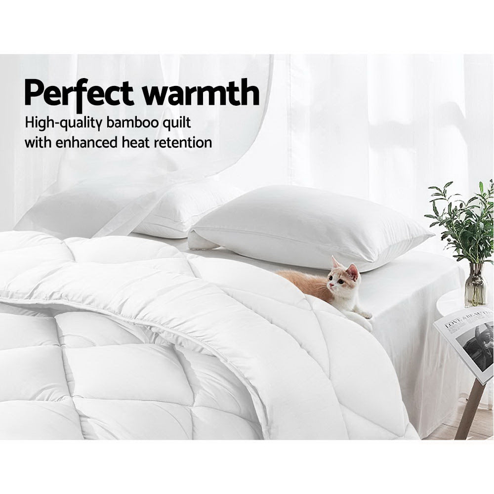 Cove Bamboo Microfibre Quilt – White – Queen