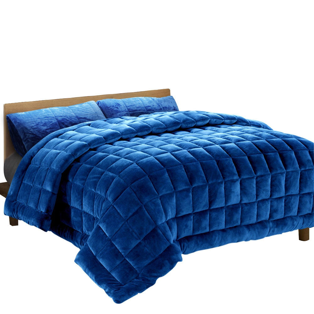 Faux Mink Quilt Blue – King