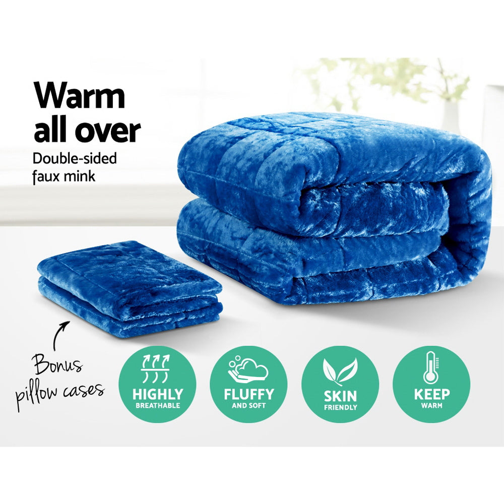 Luxora Faux Mink Quilt – Blue – Queen