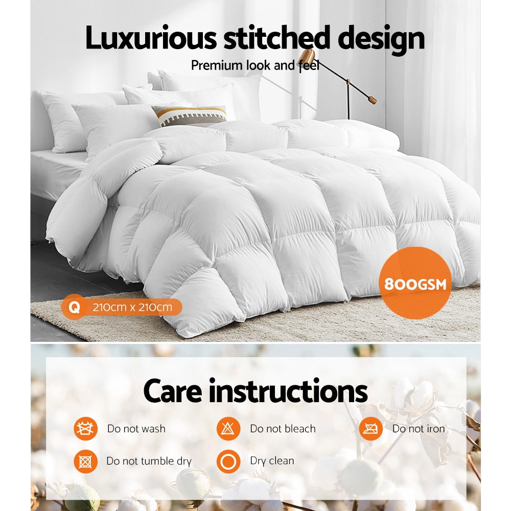 Haven Goose Down Feather Quilt – White – Queen