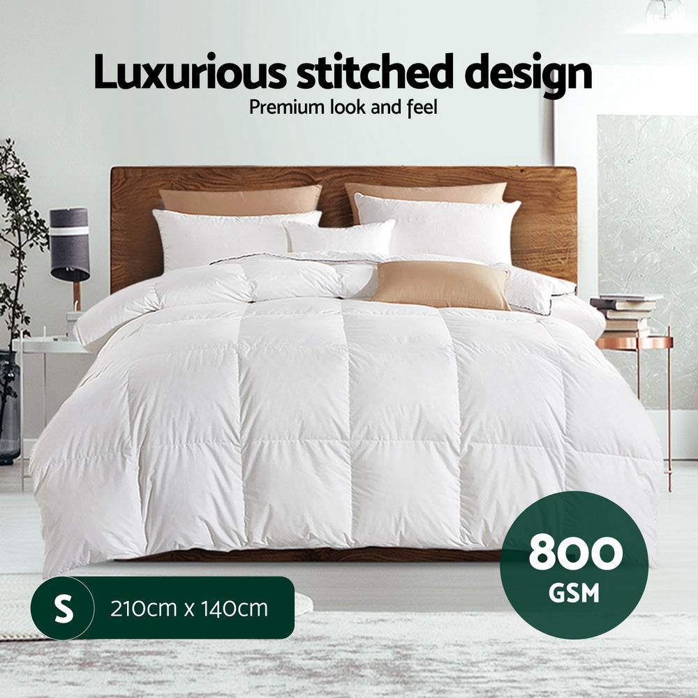 Linden Goose Down Feather Quilt – White – Single