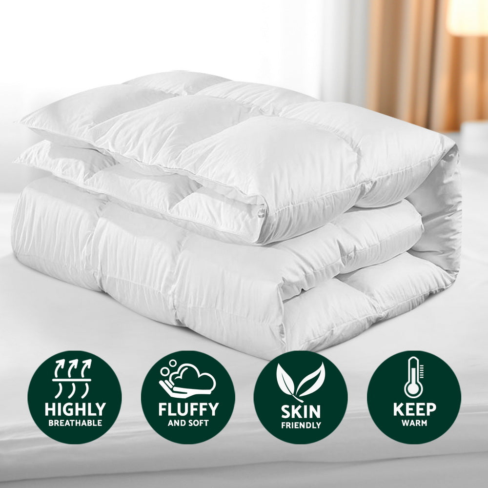 Linden Goose Down Feather Quilt – White – Single
