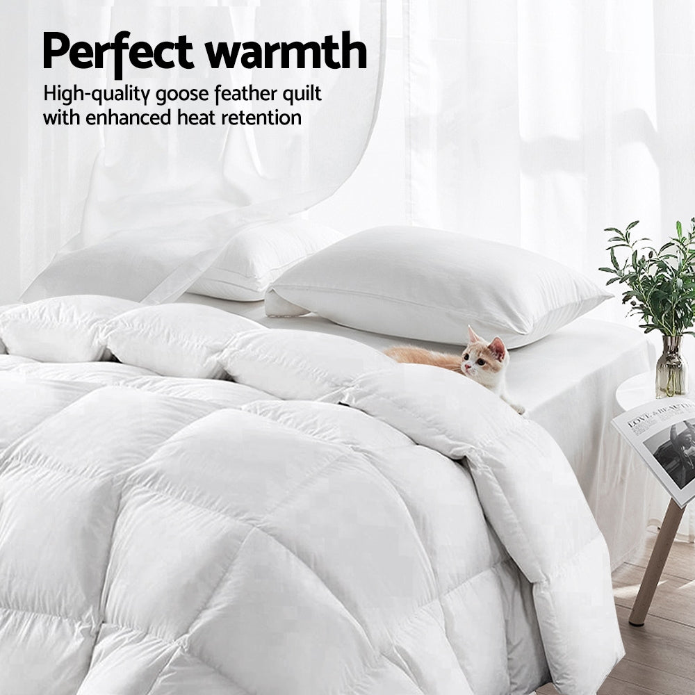 Haven Goose Down Feather Quilt – White – Queen