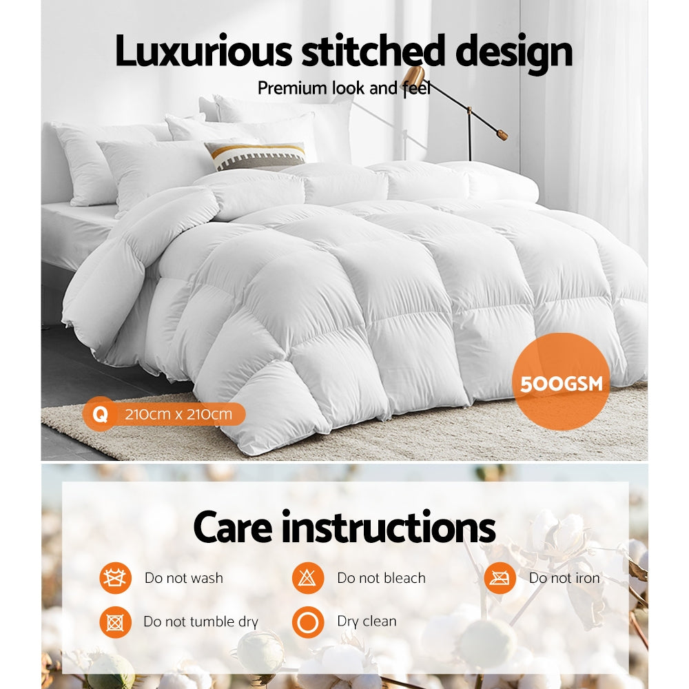 Haven Goose Down Feather Quilt – White – Queen