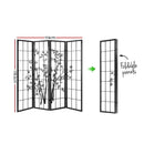 4 Panel Bamboo Room Divider - Black & White