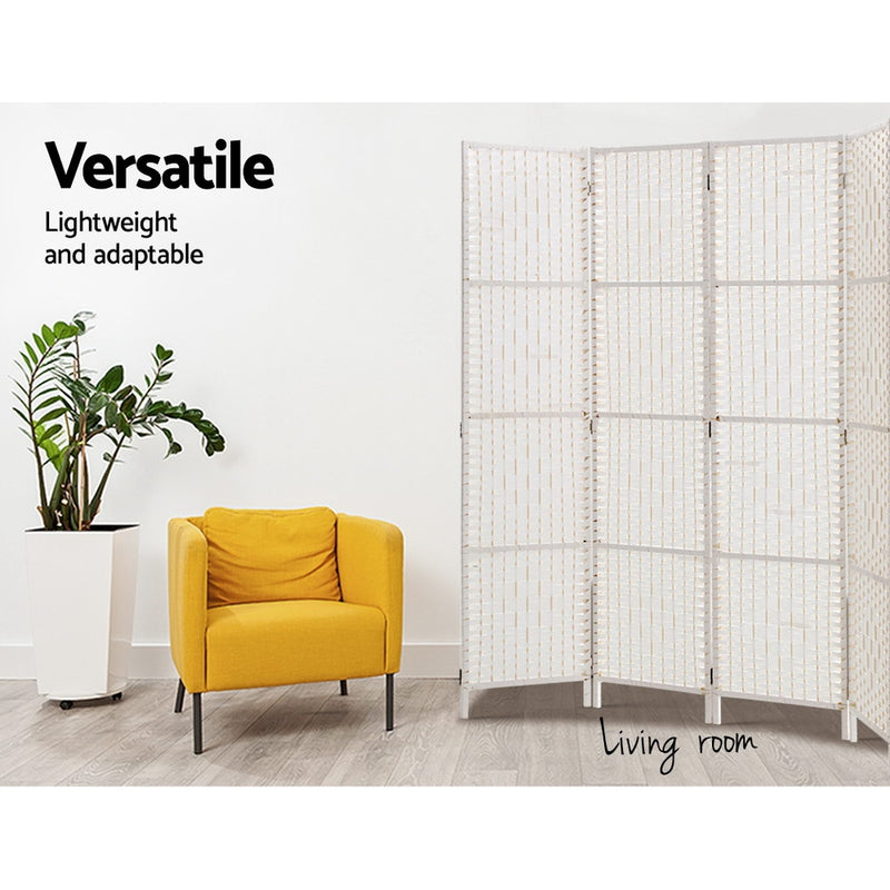 4 Panel Room Divider Screen - Woven White