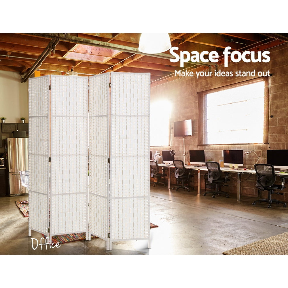 Meridian 4 Panel Room Divider Screen – White – Large