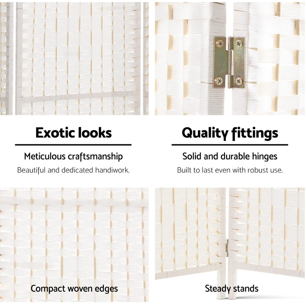 Meridian 4 Panel Room Divider Screen – White – Large