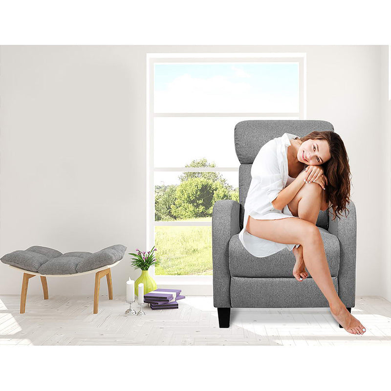 Fabric Reclining Armchair - Grey