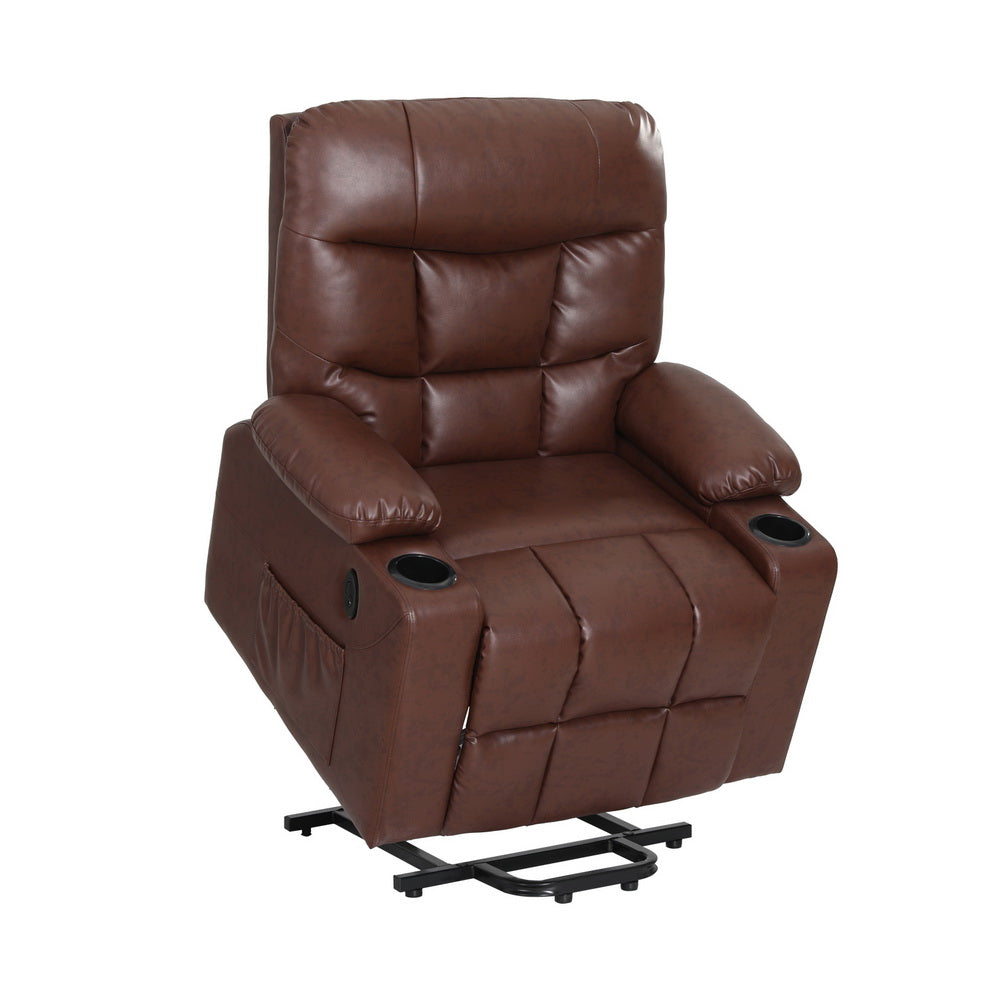 Claude Heated Massage Recliner Chair – Brown – Single