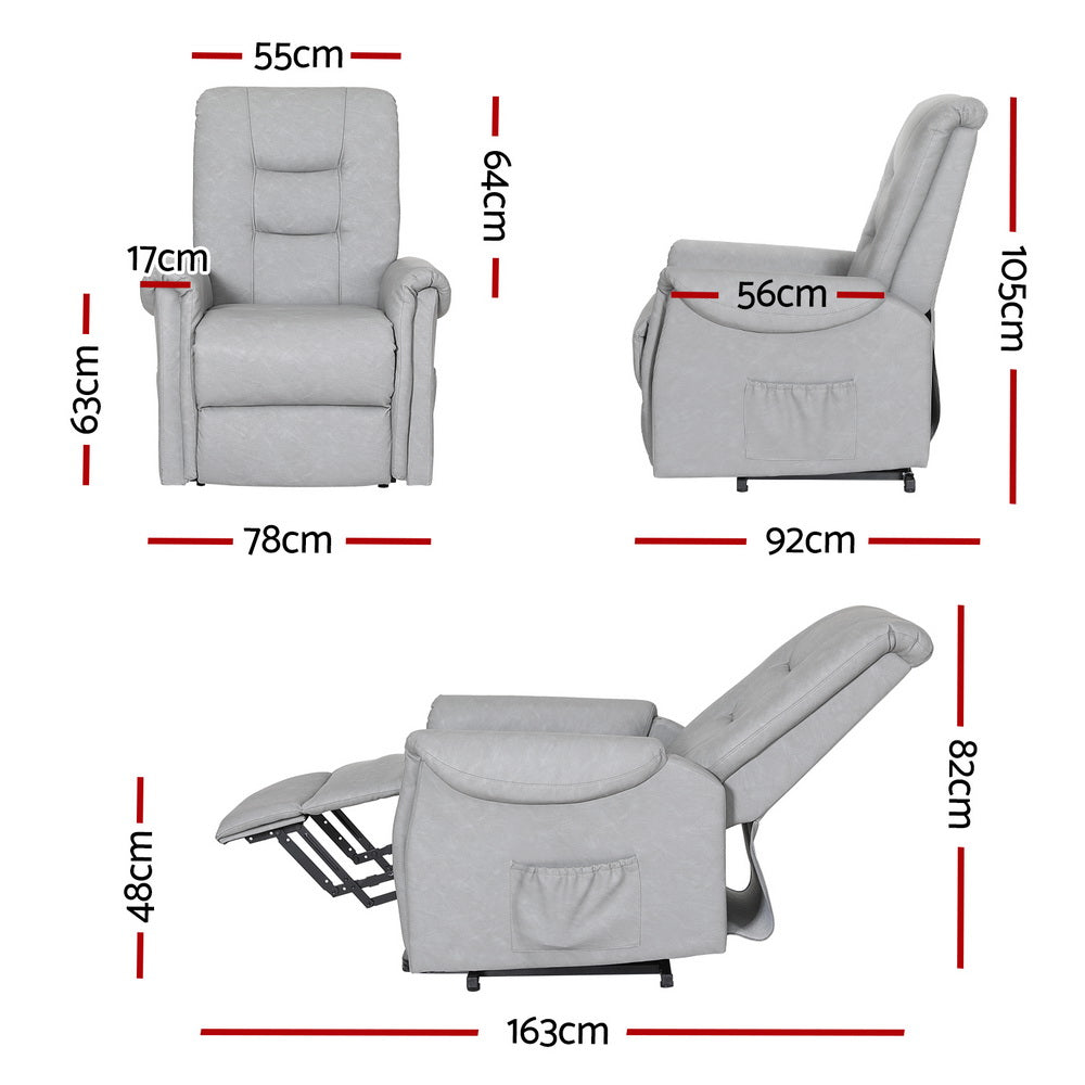 Alderon Lift Assist Recliner Chair – Grey – Single