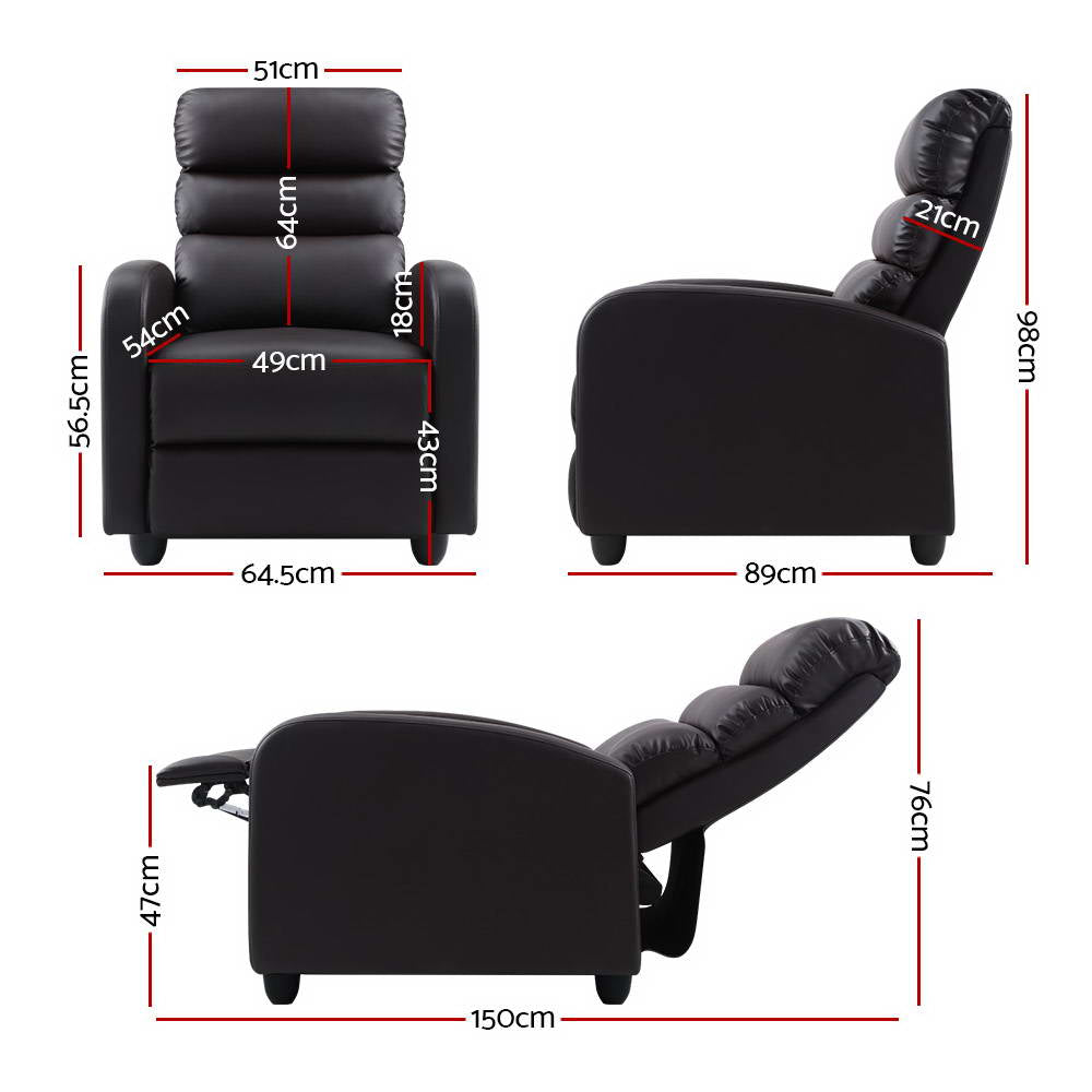 Paramount Leather Recliner Armchair – Brown – Full Recline