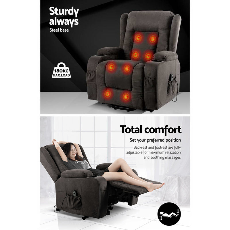 Lift Assist Heated Recliner Chair – Velvet