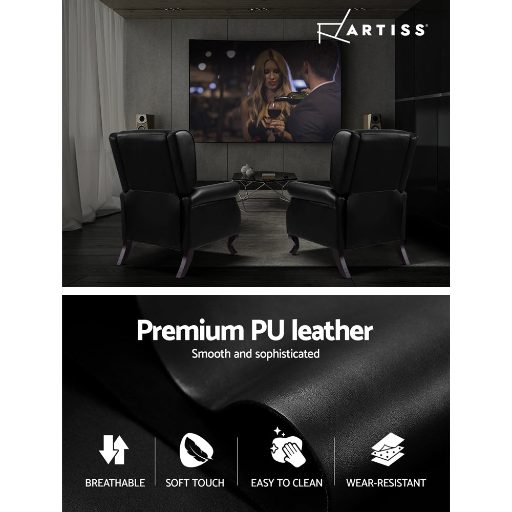 Alderon Faux Leather Recliner Armchair – Black