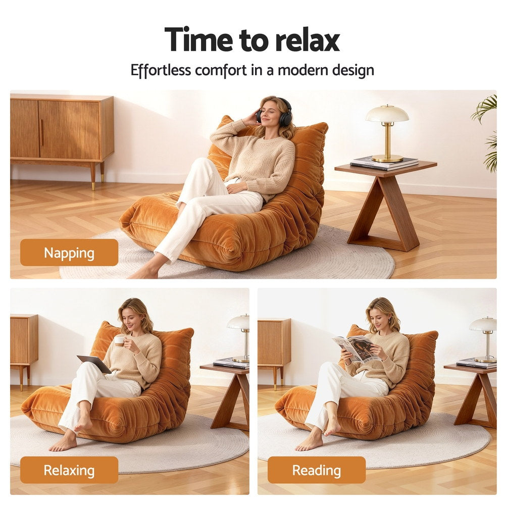 Corren Lazy Floor Lounge Chair – Brown / Wood – Single