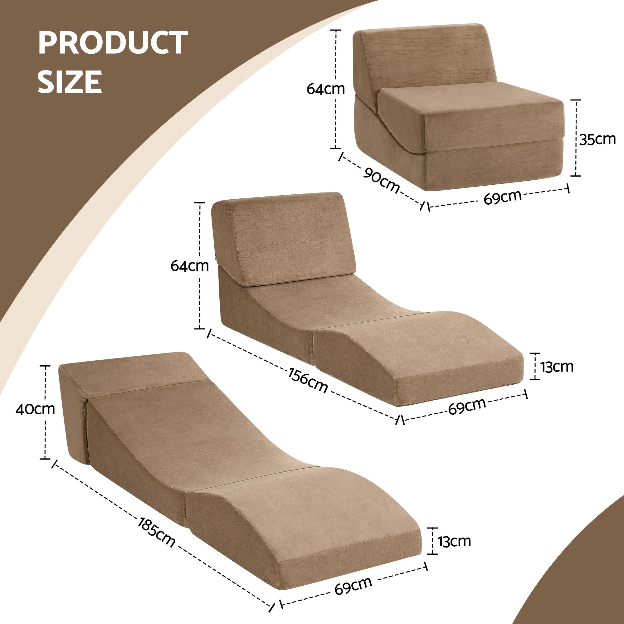 Breslin Folding Floor Futon – Brown / Wood – Single