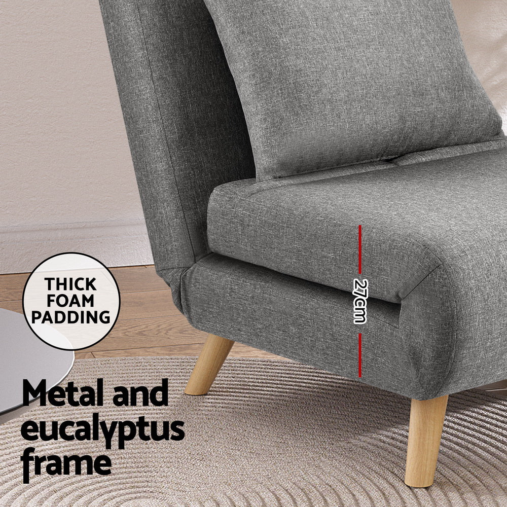 Avalon Convertible Sofa Bed – Grey – Single Seater