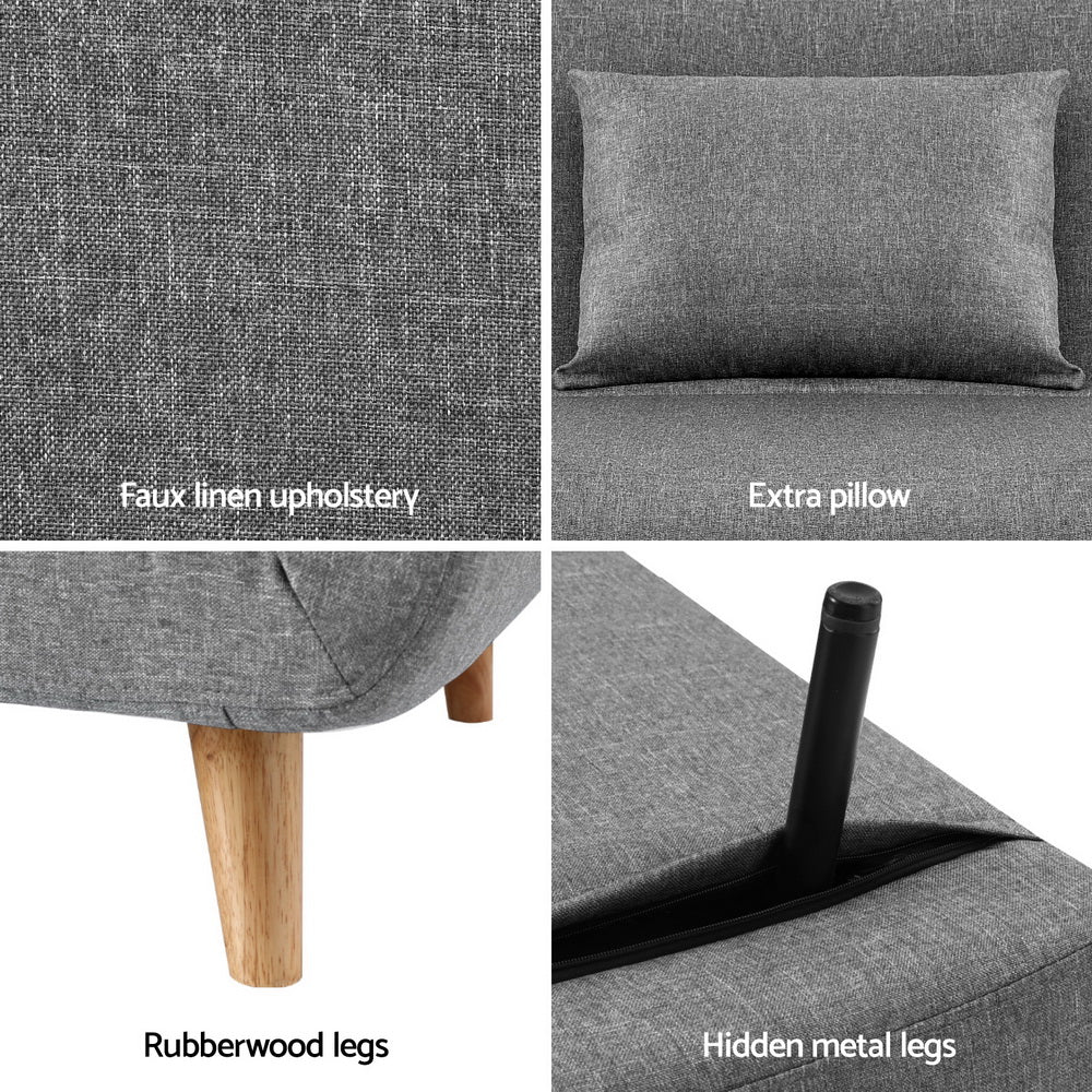 Avalon Convertible Sofa Bed – Grey – Single Seater