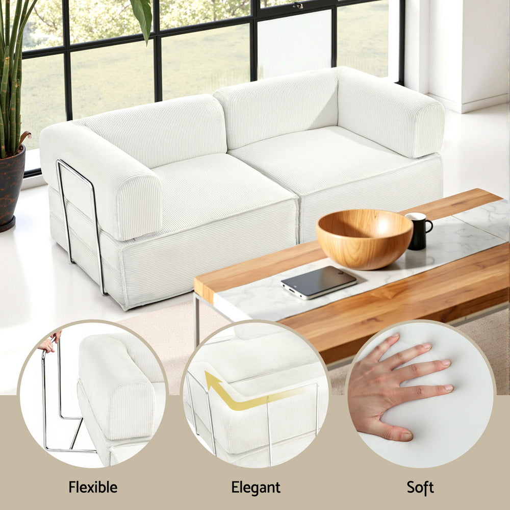 Torren Convertible Sofa Bed – Beige / Cream – 2 Seater