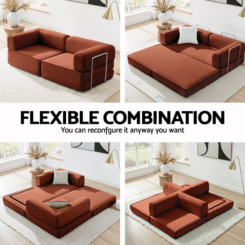 Torren Convertible Sofa Bed – Orange – 2 Seater