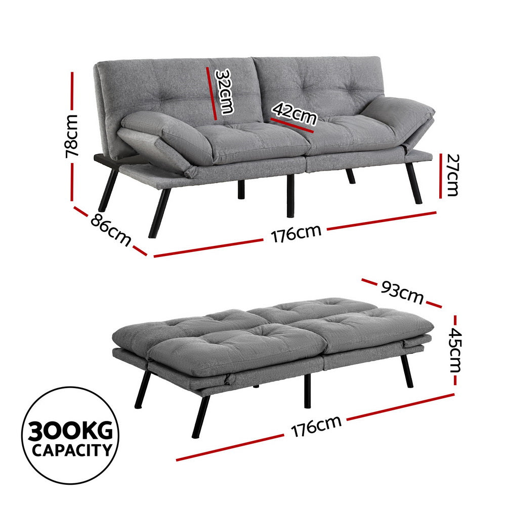 Ashford Convertible Sofa Bed – Grey – 3 Seaters