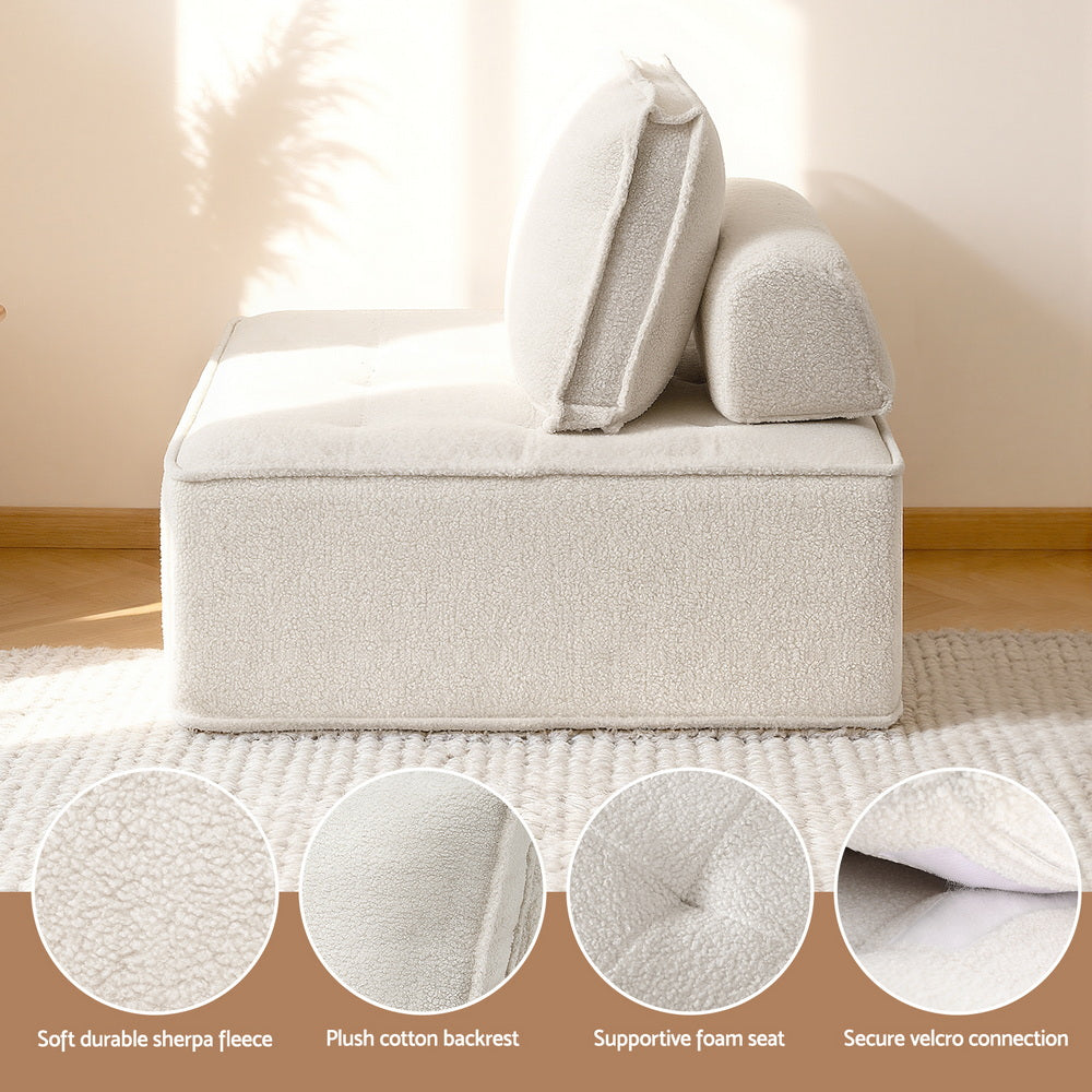 Kaiden Floor Lounge Chair – White – Single