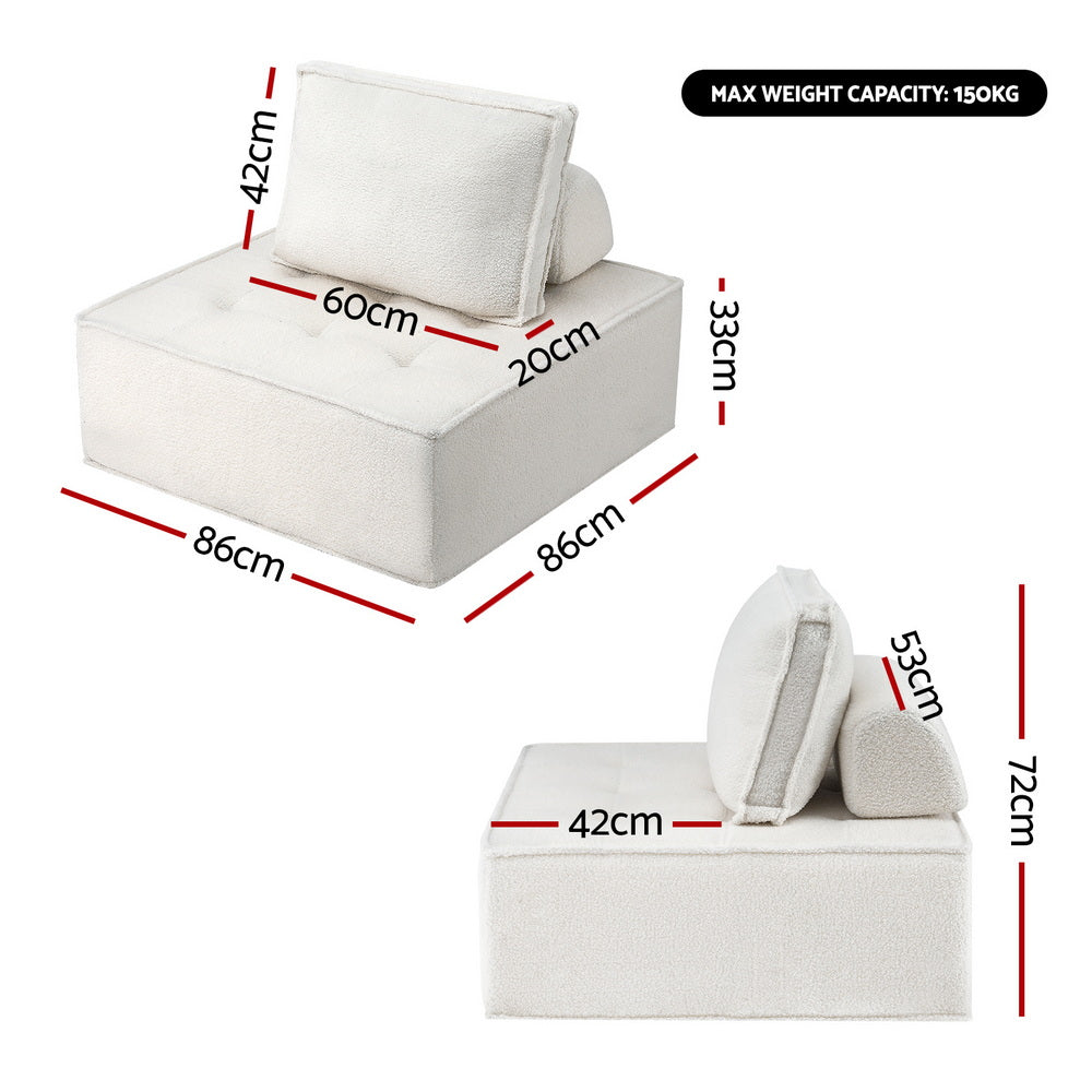 Harlow Floor Sofa Modular Lounge Set – White – Set of 3