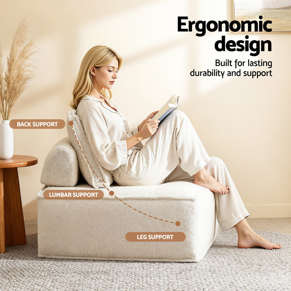 Bristol Floor Sofa Modular Lounge Set – White – Set of 4