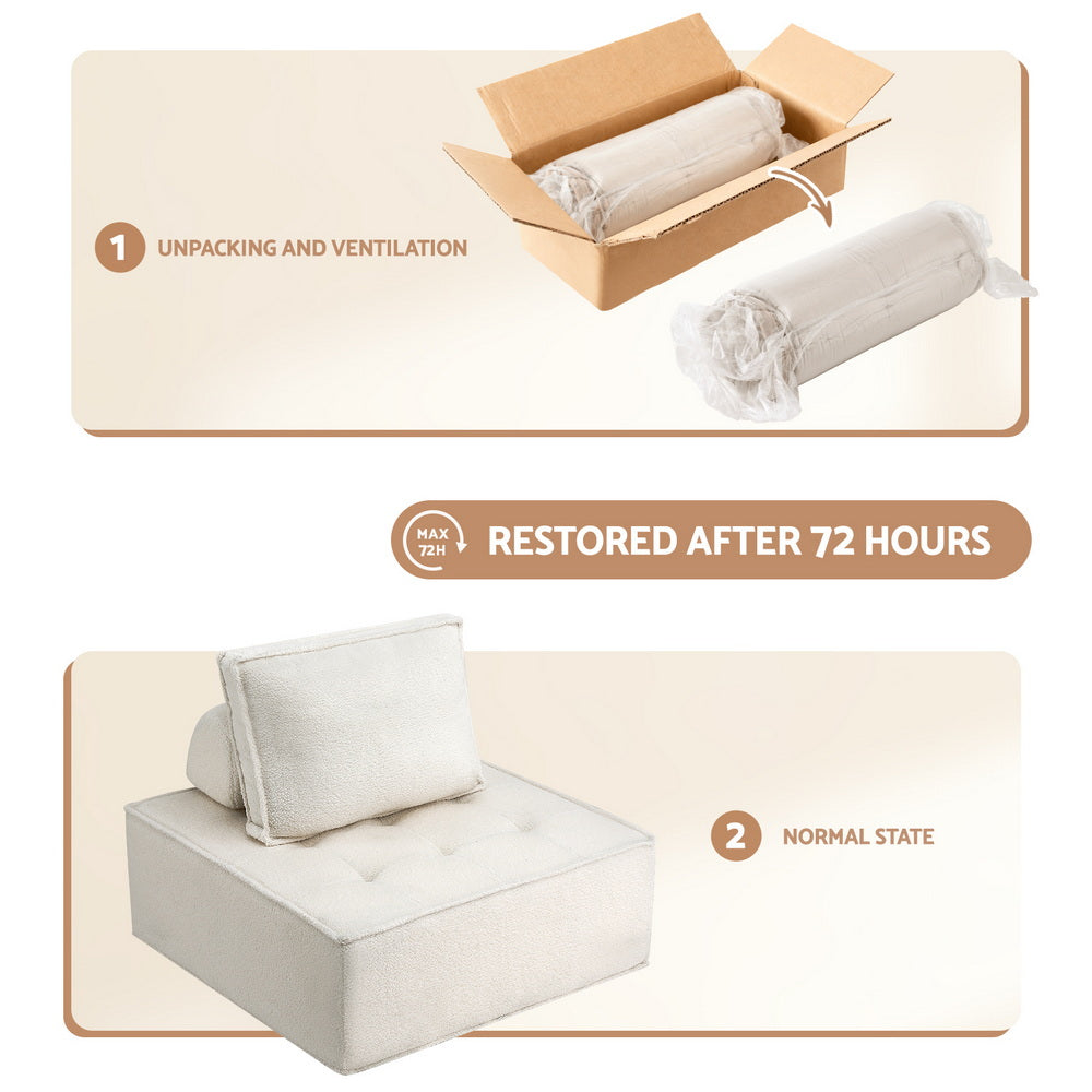 Linden Floor Sofa Modular Lounge Set – White – Set of 6