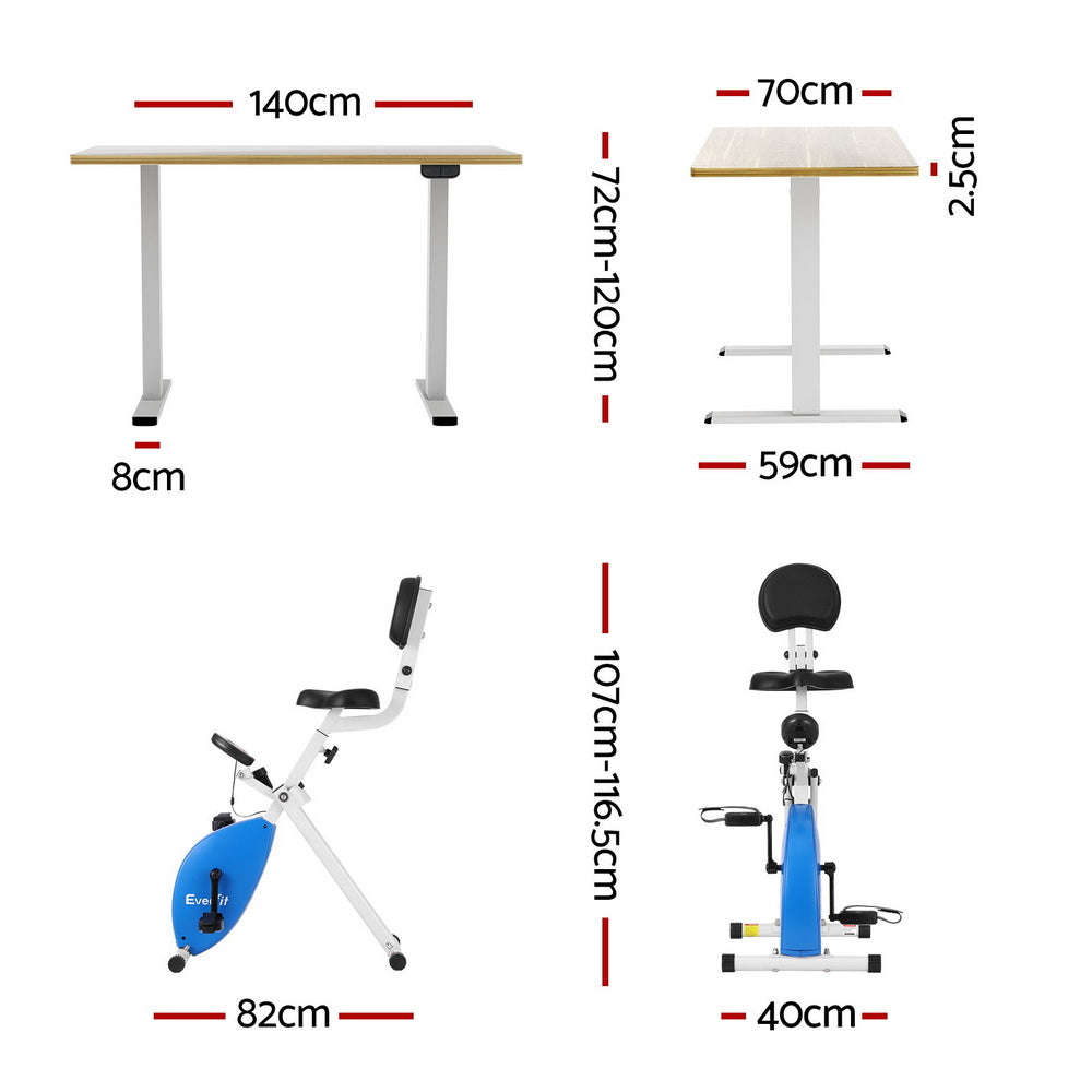 Nexus Electric Standing Desk with Exercise Bike – Brown – 140 cm