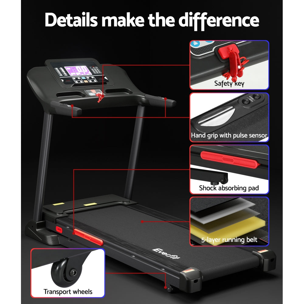 Elevation Auto Incline Electric Treadmill – Black – 520mm