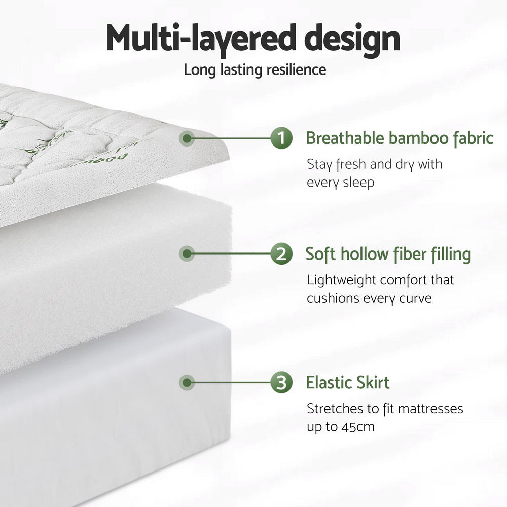 Meridia Bamboo Mattress Topper – White – King