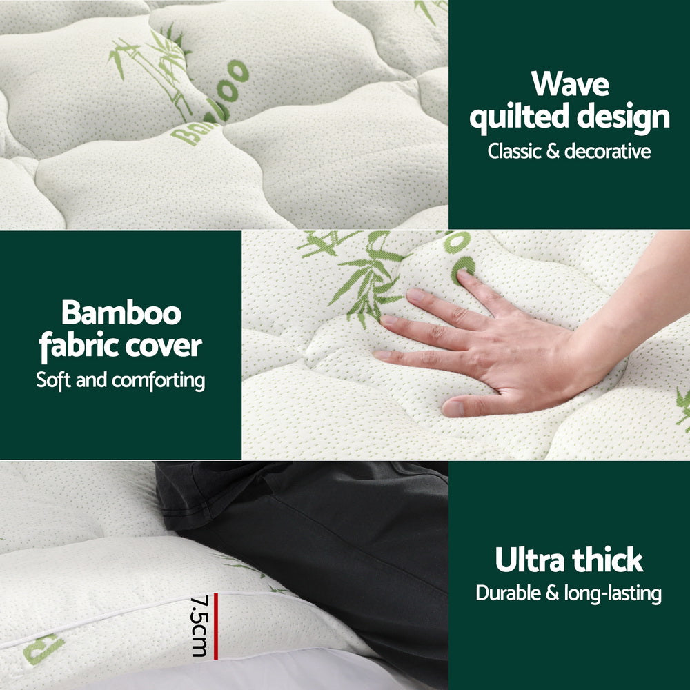 Serano Bamboo Mattress Topper – White – King Single