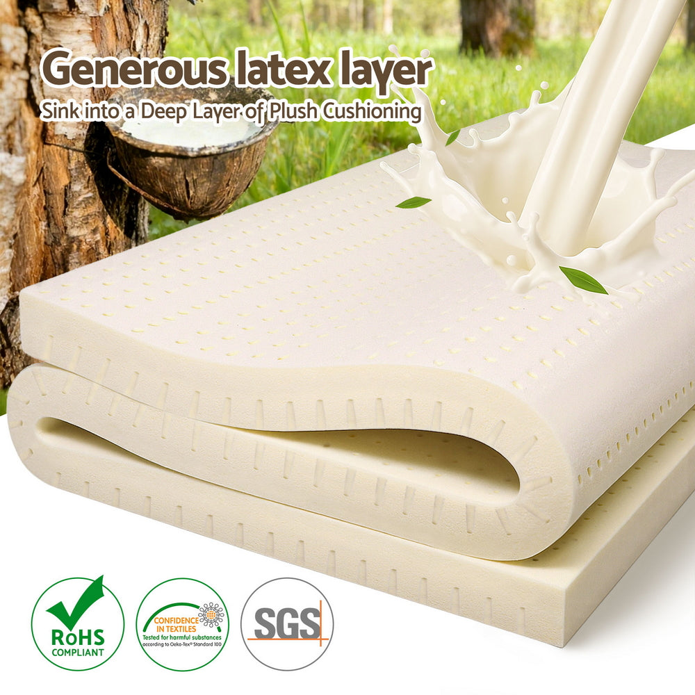 Halston Natural Latex Mattress Topper – White – Single