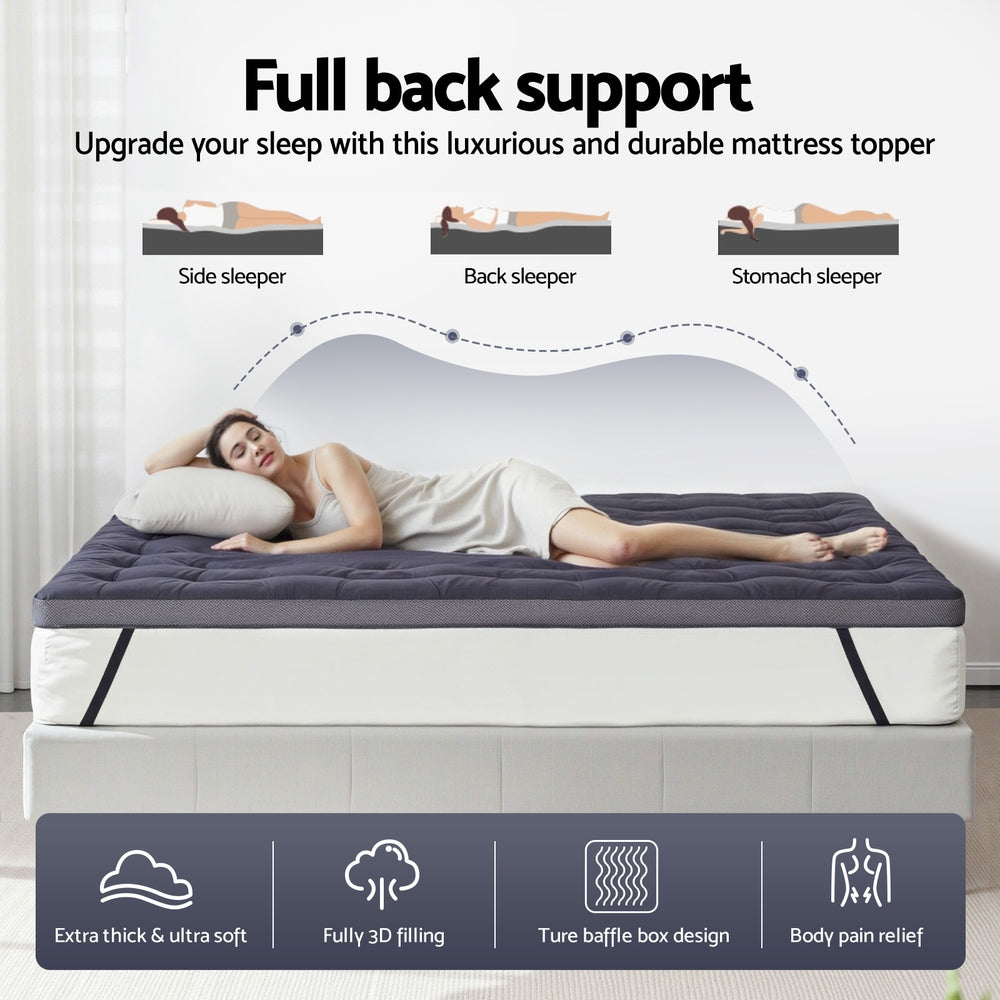 Aurora Bamboo Charcoal Mattress Topper – White – Double