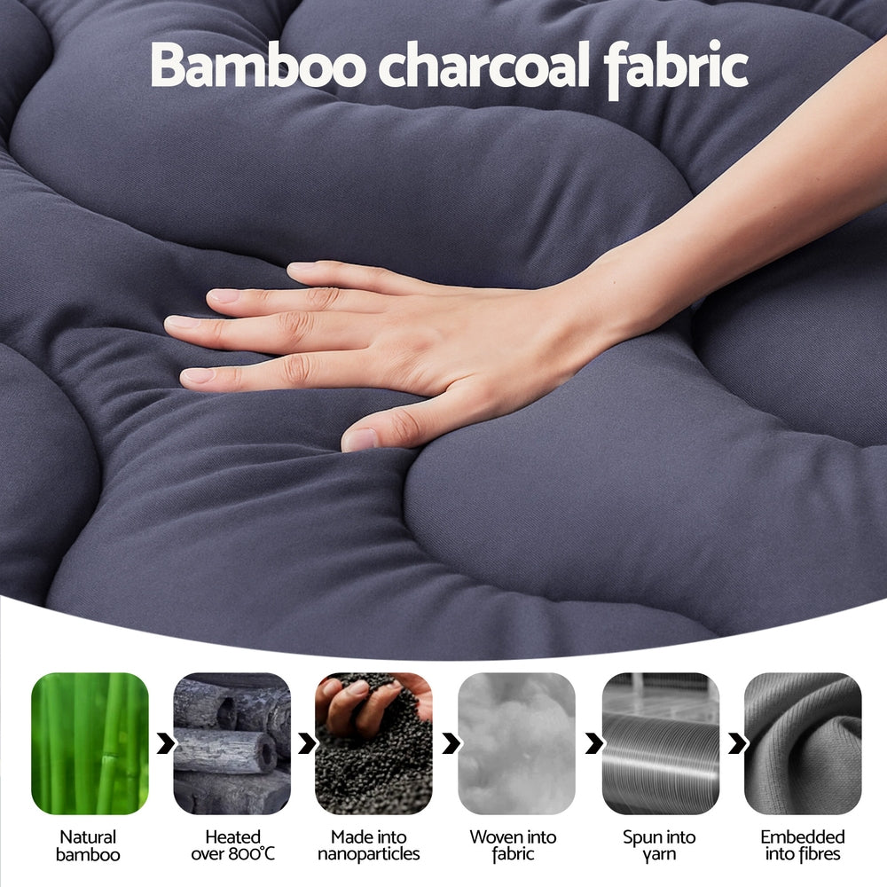 Aurora Bamboo Charcoal Mattress Topper – White – King