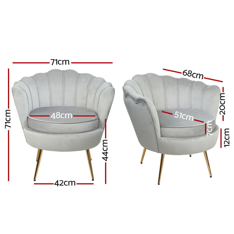 Velvet Armchair - Grey