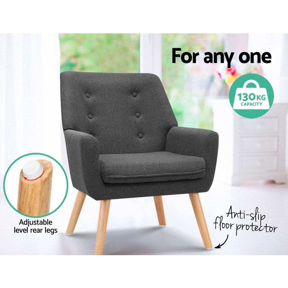 Anne Tufted Accent Chair – Charcoal