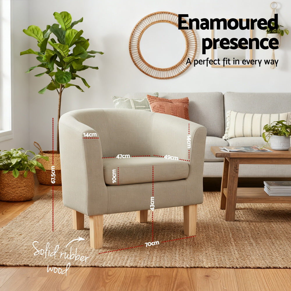 Abby Tub Armchair – Beige – 70 cm