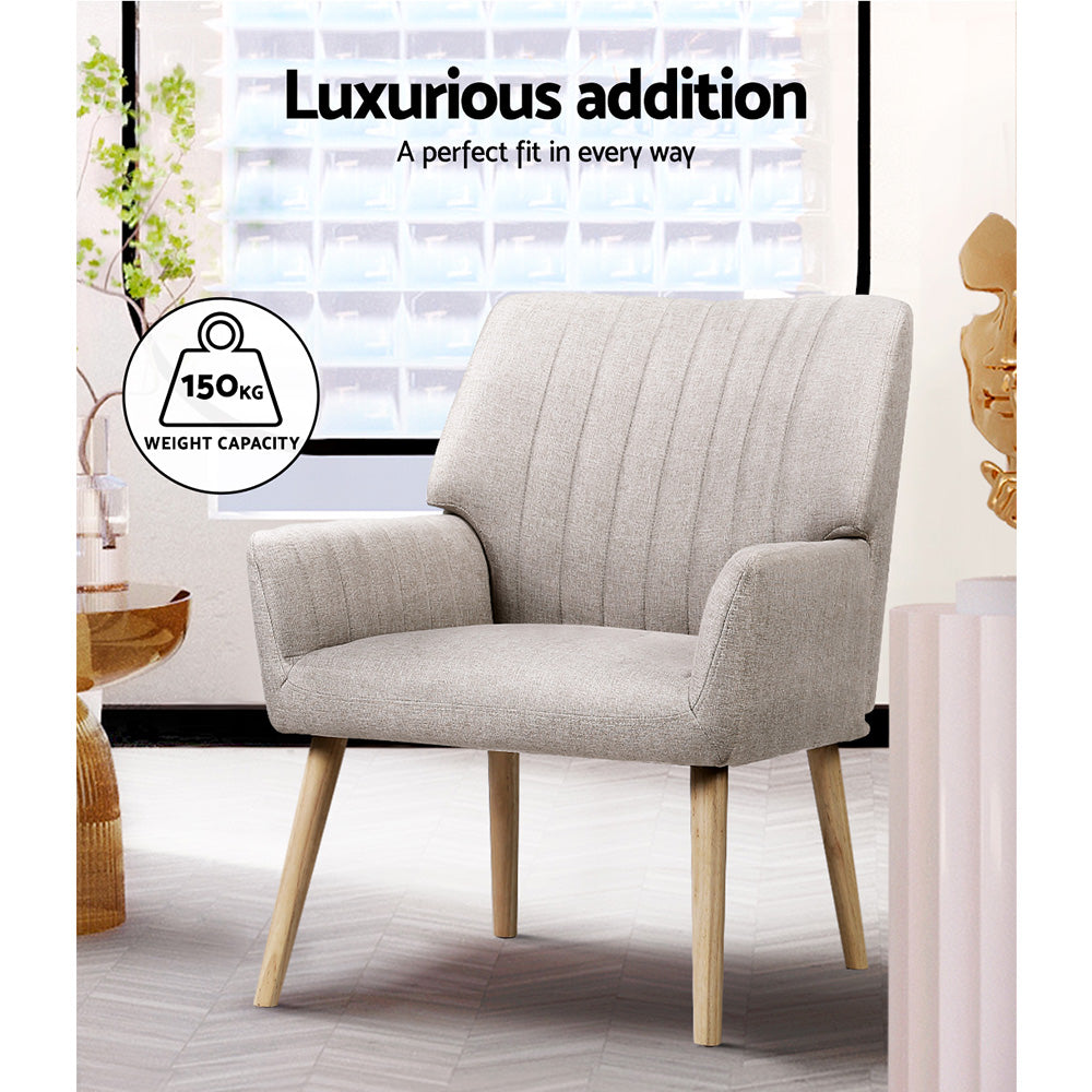 Halston Fabric Armchair – Beige