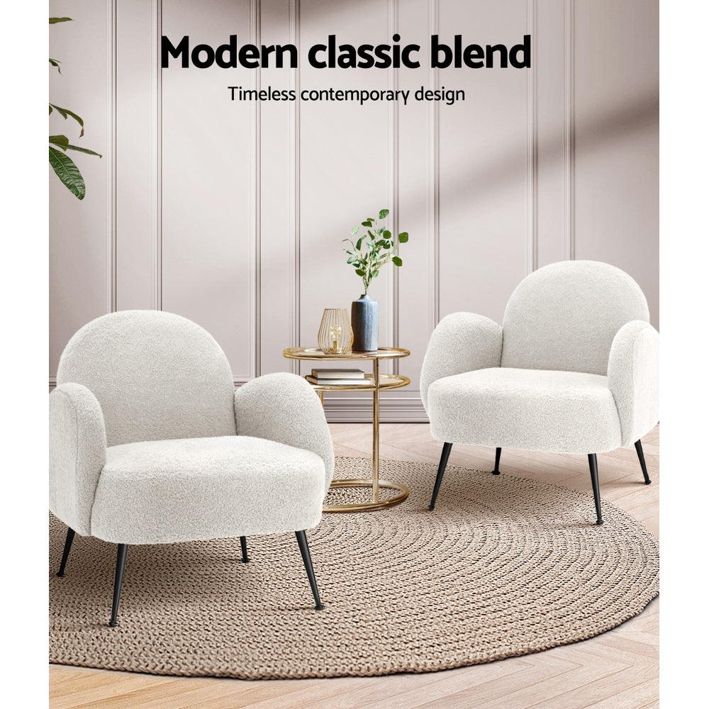 Nara Bouclé Armchair – White