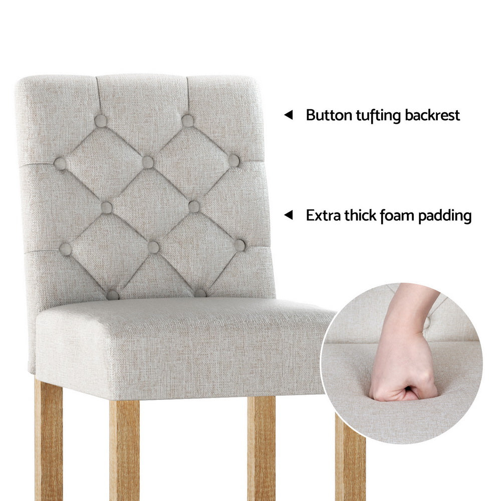 Ashton Linen Upholstered Bar Stools – Beige – Set of 4